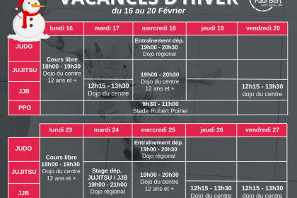 Planning des vacances d'Hiver