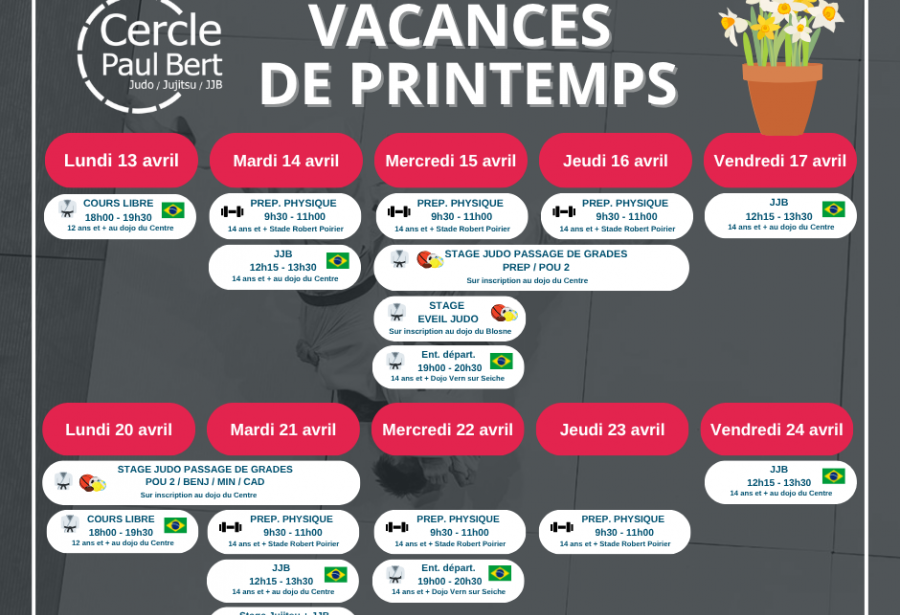 Planning vacances Printemps