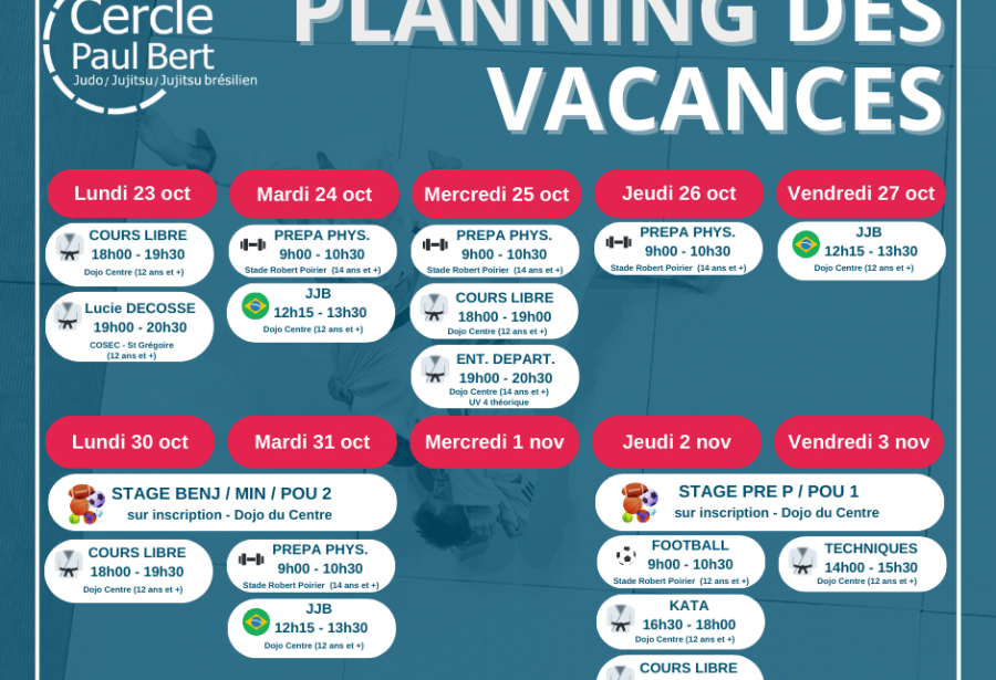 Planning des vacances